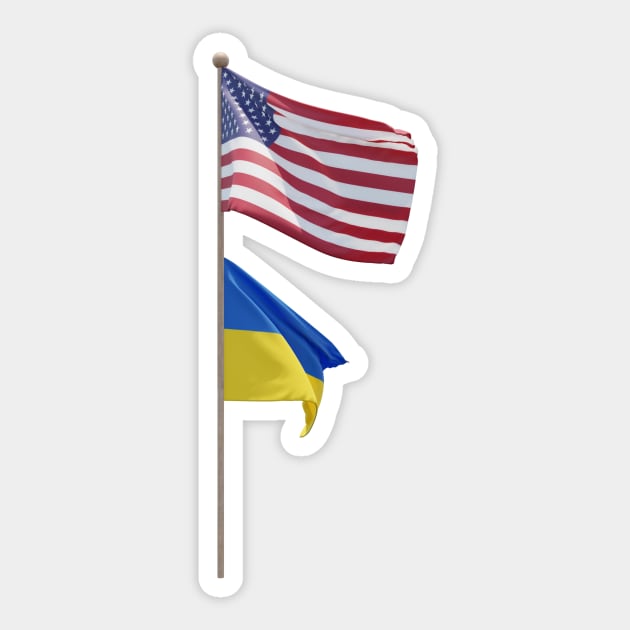 USA Ukraine Flag Pole Brotherhood Sticker by MAR-A-LAGO RAIDERS